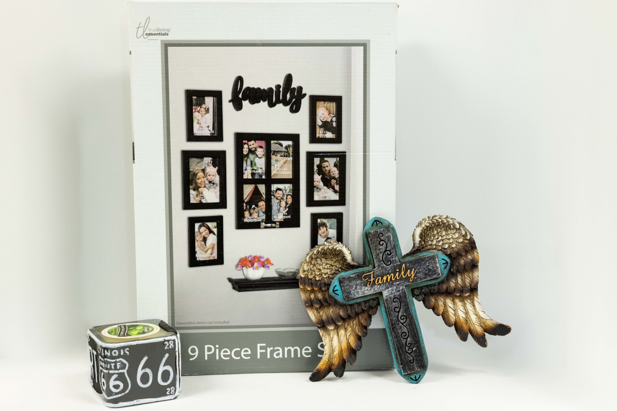 Lot 35 - Family Photo Frames - Cross and Route 66 Candle