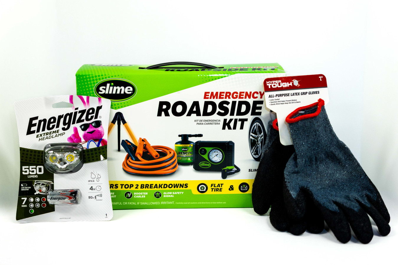 Lot 8 - Roadside Assistance Kit with Headlamp and Gloves
